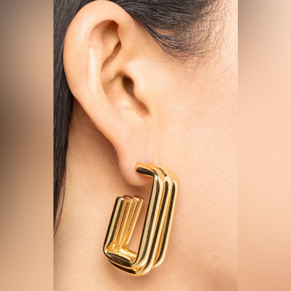 Mayamar 24kt Gold Plated Square Hoop Earrings